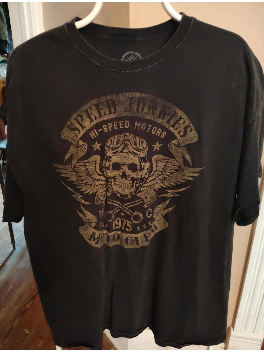 DOM Speed Junkies Motorcycle Biker Skull T Shirt Mens 2XL